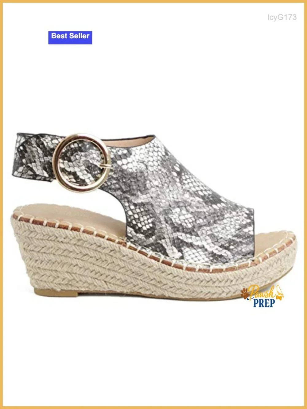 Espadrille Wedge Sandal with Peep Toe and Buckle